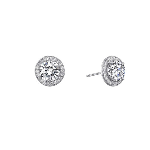 Lafonn 2.5 CTW Halo Stud Earr ings in Sterl ing Silver Bonded with Plat inum