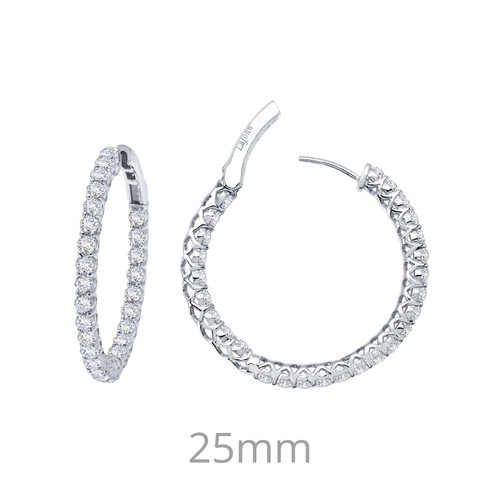 Lafonn 2.7 CTW Hoop Earr ings in Sterl ing Silver Bonded with Plat inum