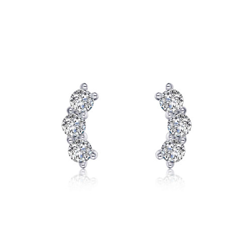 Lafonn 3-Stone Stud Earr ings in Sterl ing Silver Bonded with Plat inum