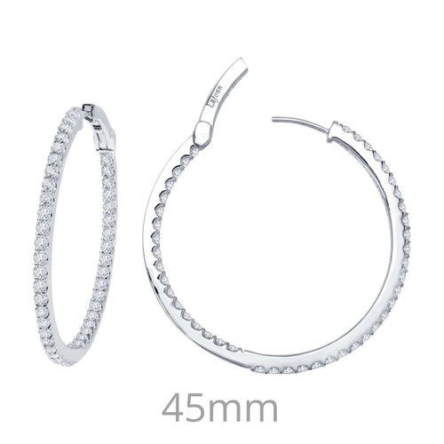 Lafonn 3.48 CTW Hoop Earr ings in Sterl ing Silver Bonded with Plat inum