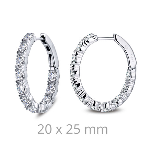 Lafonn 4.4 CTW Oval Hoop Earr ings in Sterl ing Silver Bonded with Plat inum