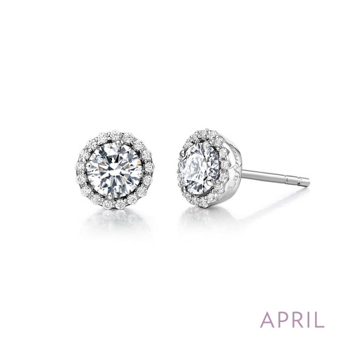 Lafonn April Birthstone Earr ings in Sterl ing Silver Bonded with Plat inum