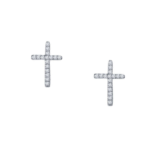 Lafonn Da inty Cross Stud Earr ings in Sterl ing Silver Bonded with Plat inum