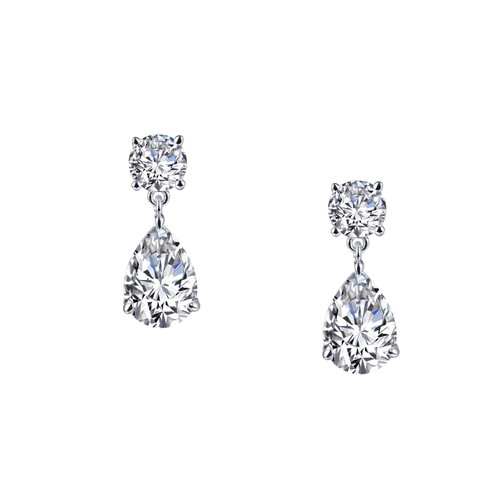 Lafonn Elegant Drop Earr ings in Sterl ing Silver Bonded with Plat inum