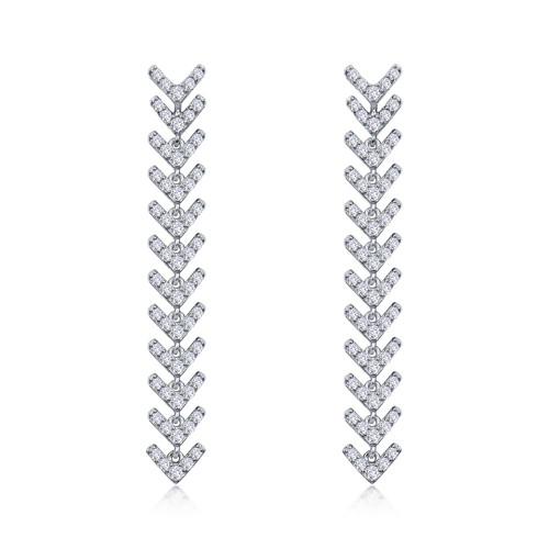 Lafonn Fancy Fishbone Earr ings in Sterl ing Silver Bonded with Plat inum