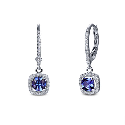 Lafonn Leverback Halo Drop Earr ings in Sterl ing Silver Bonded with Plat inum