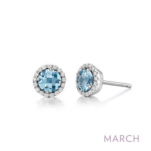 Lafonn March Birthstone Earr ings in Sterl ing Silver Bonded with Plat inum