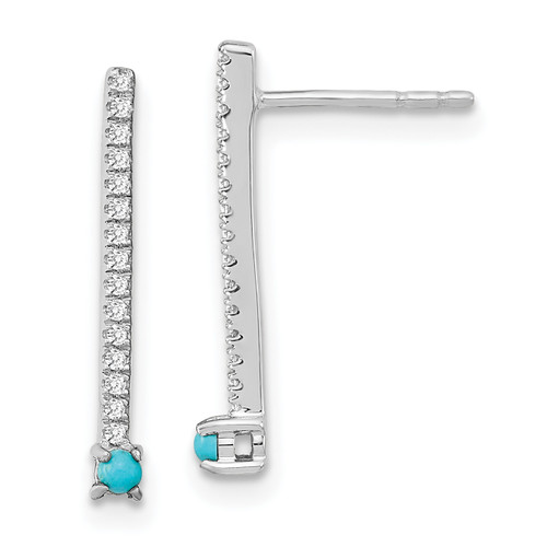 14k White Gold Turquoise and White Topaz Earrings