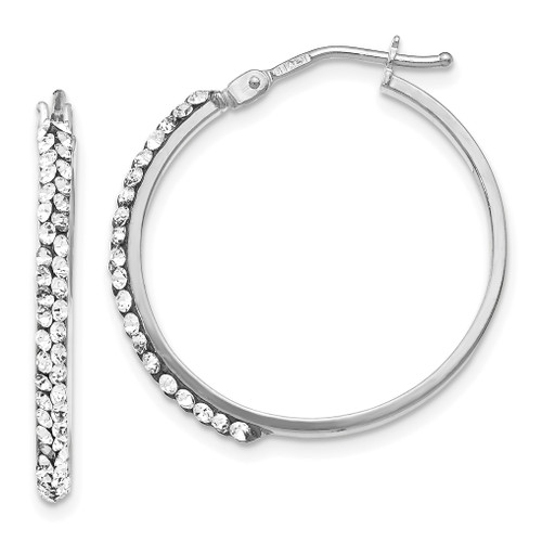 Leslie's 14K White Gold Crystals from Swarovski Polished Hoop Earrings