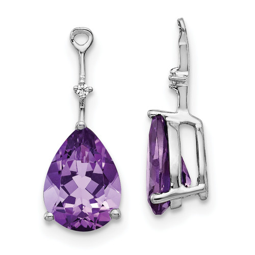 14k White Gold Diamond and Amethyst Earring Jackets