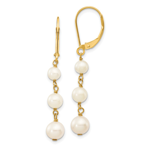 4-6mm Semi-round FW Cultured Pearl Graduated Leverback Earrings