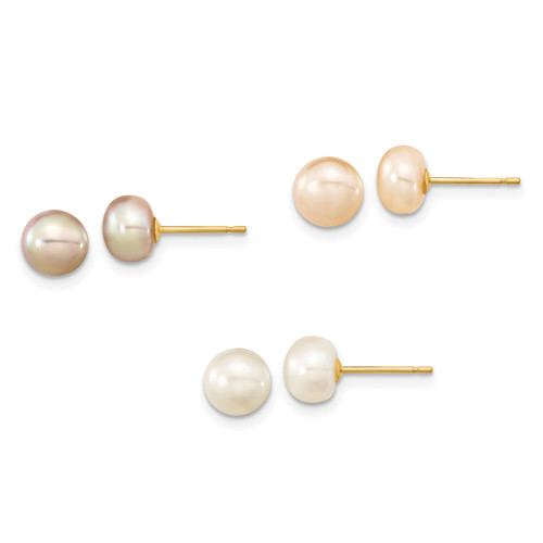 14k 4-5mm White Round Freshwater Cultured Pearl Leverback Earrings