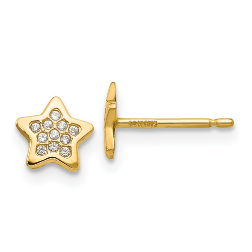 14k Polished Cubic Zirconia Star Post Earrings