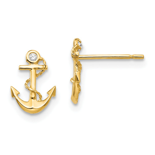 14k Madi K Cubic Zirconia Children's Anchor Post Earrings