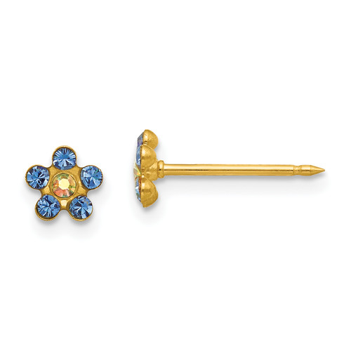 Inverness 14k Blue/Aurora Borealis Crystal Flower Earrings