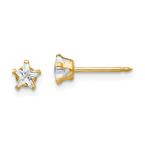 Inverness 14k 4mm Star Cubic Zirconia Post Earrings