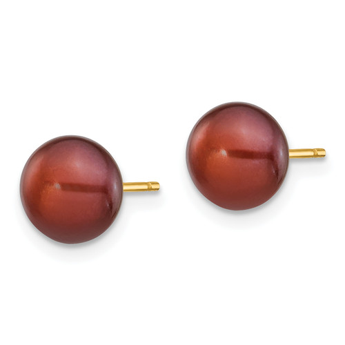 14k 7-8mm Coffee Button Freshwater Cultured Pearl Stud Post Earrings