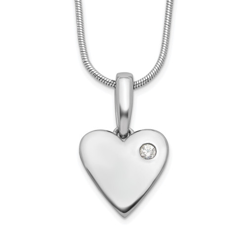 White Ice Sterling Silver Rhodium-plated 18 Inch Diamond Heart Necklace with 2 Inch Extender