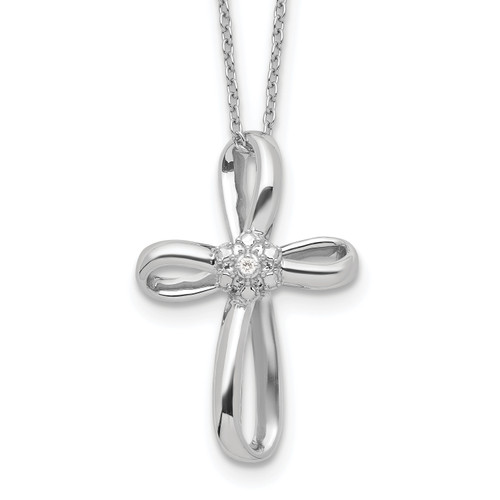 14K White Gold Lab Grown Diamond Cross Necklace