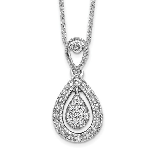 14K White Gold Lab Grown Diamond Teardrop Pendant Necklace