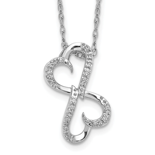 14k White Gold Diamond Heart 18 inch Necklace