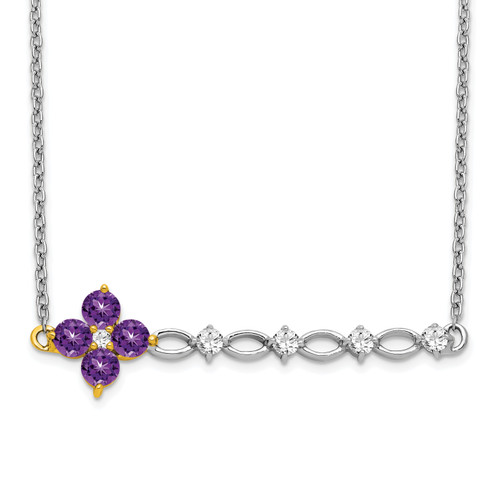 Gemstone and Diamond Floral Bar Necklaces