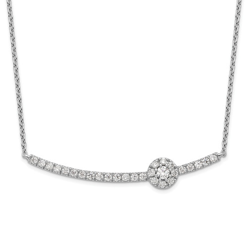 14K White Gold Lab Grown Diamond SI1/SI2, G H I, Halo Bar Necklace