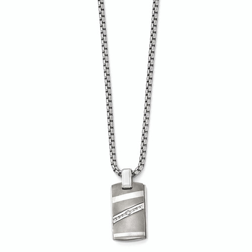 Edward Mirell Titanium .18ctw Diamond with Sterling Silver Bezel Pendant Neck