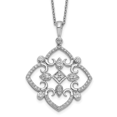 14k White Gold Diamond Vintage 18 inch Necklace