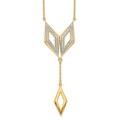14k Polished Dangle Fancy Diamond 18in Y-drop Necklace