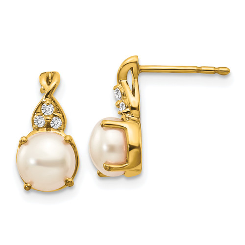 14k FWC Pearl and Diamond Earrings
