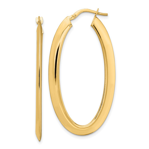 14K Polished Laser Textured Hoop Earrings TF1109