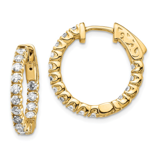 14ky Oro Spotlight Lab Grown Dia. SI+, H+, Round Hoop with Safety Clasp Earrings XE2011LG