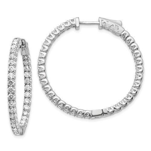 14k Diamond Round Hoop with Safety Clasp Earrings XE2014AA