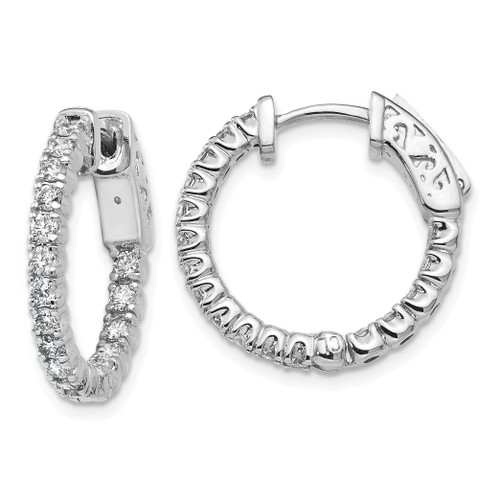 True Origin White Gold 1 carat Lab Grown Diamond VS/SI  D E F  Safety Clasp In and Out Hoop Earrings XE1987WLD