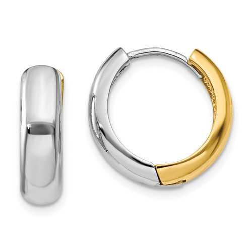 14k Two-tone Round Hinged Hoop Earrings TM597