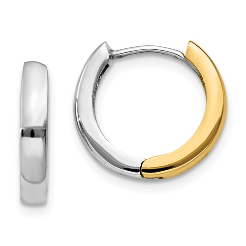 14k Two-tone Round Hinged Hoop Earrings TM601