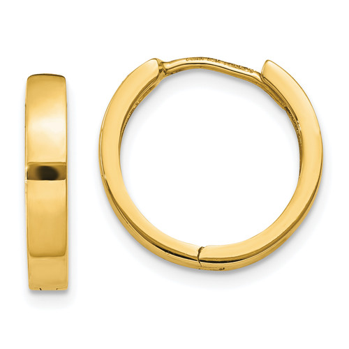 14k White Gold Round Hinged Hoop Earrings TM625