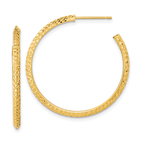 14K  and Textured Wave Hoop Earrings TL1129