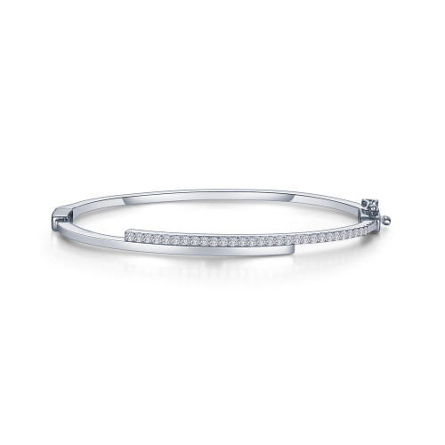 Lafonn Bypass Bangle Bracelet in sterling silver bonded with platinum