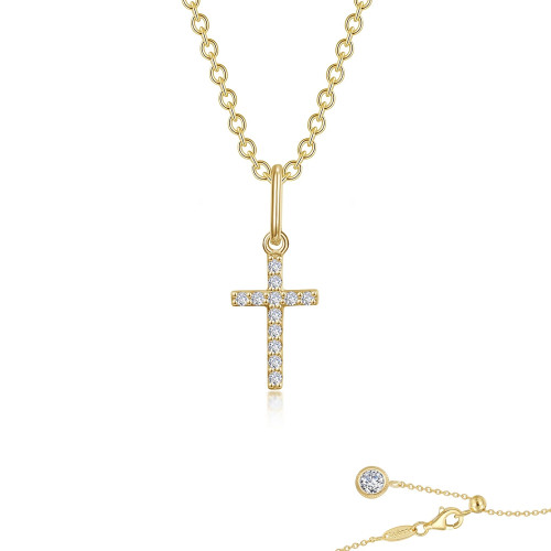 Lafonn Mini Cross Necklace in sterling silver bonded with platinum