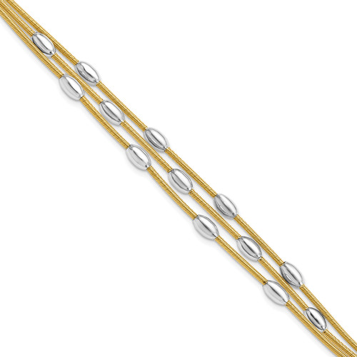 Leslie's Sterling Silver Rhod-plated Gold-tone Bracelet