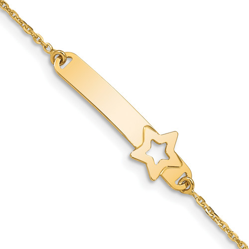 14K Children's Polished Star with 1in ext. ID Bracelet