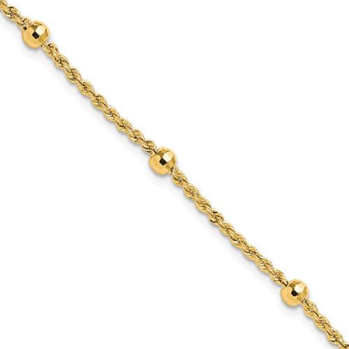 14k D/C Beaded Rope Chain Bracelet