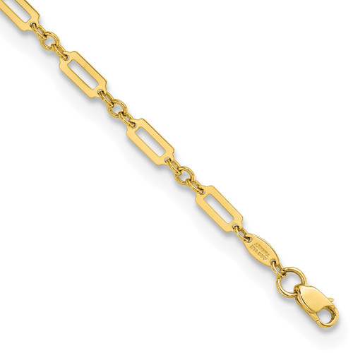 14K Polished Fancy Rectangle Link 7.5in Bracelet