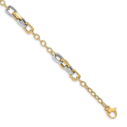 Leslie's 14k Two-tone Polished Link Bracelet