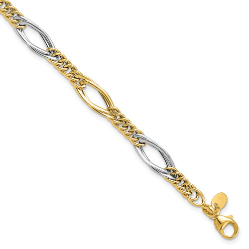 Leslie's 14k Rhodium Polished Fancy Link Bracelet