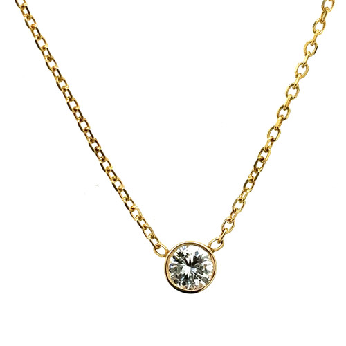 14K Yellow Gold Diamond Diamond Solitaire Necklace 0.12 CTW