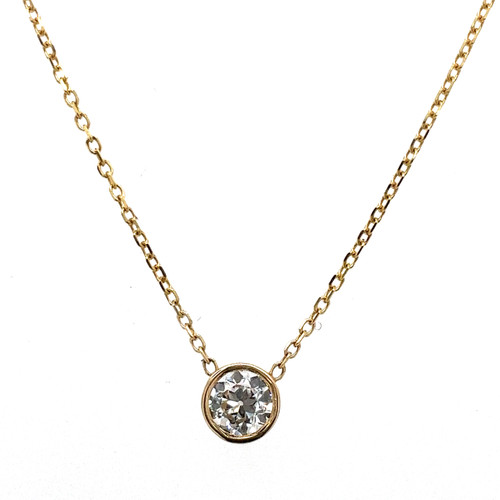 14K Yellow Gold Diamond Diamond Solitaire Necklace 0.28 CTW