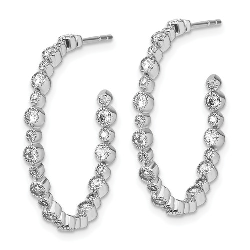 Diamond Circle Bezel Hoop Post Earrings